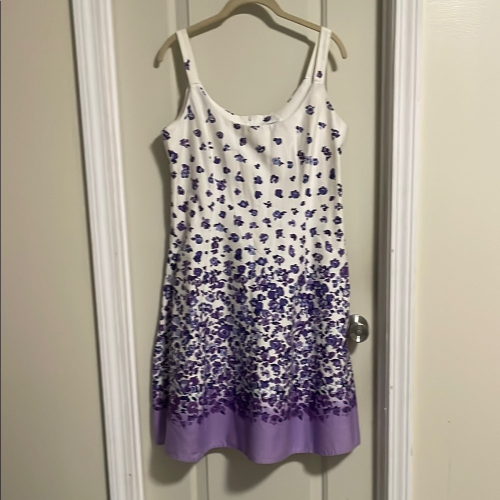 dressbarn Purple and White Floral Dress Size 12